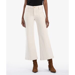 Kut from the Kloth Jeans Womens 16 Meg High Rise Wide Leg Cream Off-White Tan